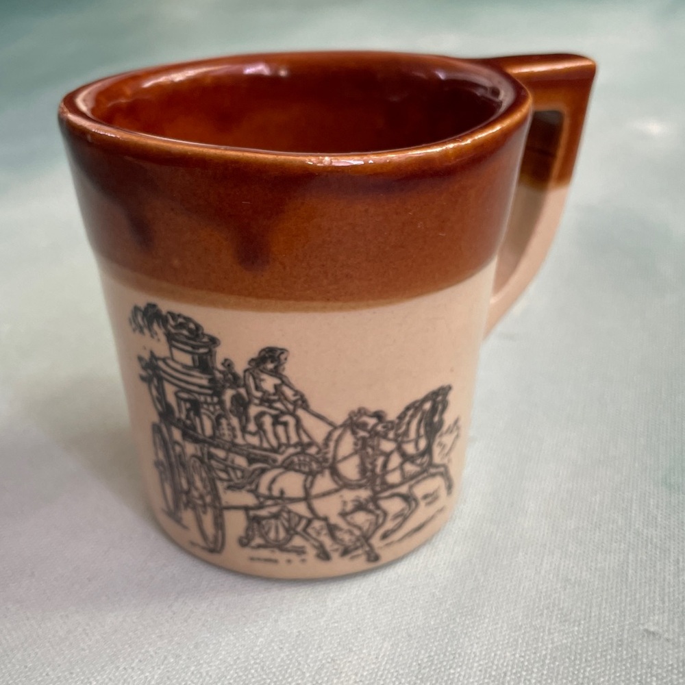 Holt Howard Glazed Stoneware 12 oz Mug Ovenproof Horse Drawn Steam Fire Engine